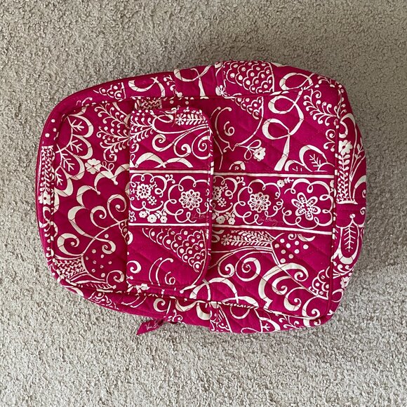 Vera Bradley Quilted Backpack in Hot Pink Twirly Birds Pattern - 12x9" - Picture 1 of 6